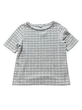 Talbots Womens Sz XL Black & White Plaid Short-Sleeve Top